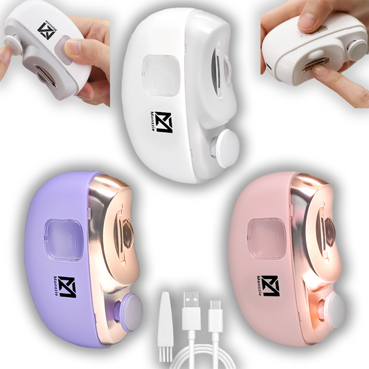Electric Nail Clipper, Nail Polisher, Nail Trimmer, 2-in-1 Automatic Nail File, Speed Settings, Portable, Light, USB-C, Catcher, for Men Women Kids Babies Seniors, Arthritis, Friendly Design